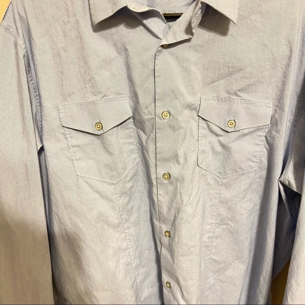 Banana Republic Lot of 2 Button Down Long Sleeve Shirts Men XL 17-17 1/2 Blue